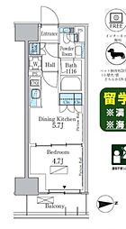 パークアクシス新宿百人町 1DKの間取図画像