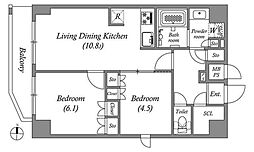 グランパセオ本所吾妻橋 8階2LDKの間取り