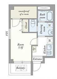 b'CASAヨコハマヒガシ 1Kの間取図画像