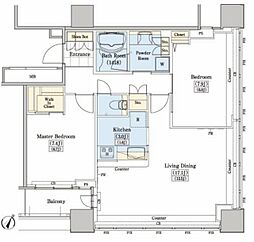 レジディアタワー上池袋 タワー棟 8階2LDKの間取り