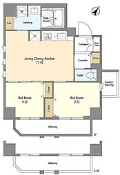 リテラス三ノ輪ウエスト 2LDKの間取図画像