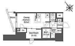 コンフォリア東大井2 9階1DKの間取り