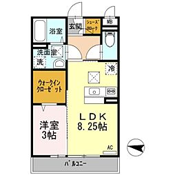 アンクレール 1LDKの間取図画像