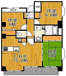 ラパラドール中山 3LDKの間取図画像