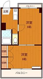 キャロットハウス 2階2Kの間取り