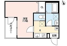 グランプルーヴ東大宮 1Kの間取図画像