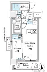 シーズンフラッツ浅草六丁目 1LDKの間取図画像