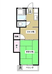 丸にコーポ（定期借家2年） 202 2階1DKの間取り