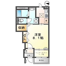 セレニティ宮野和 1階1Kの間取り