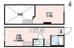 グランデ清瀬 2階ワンルームの間取り