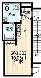 大田区新蒲田2丁目マンション ワンルームの間取図画像