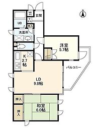 あざみ野ハイム 2LDKの間取図画像