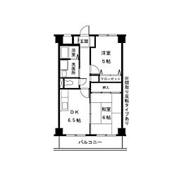 アーバンクレールソシア 2DKの間取図画像