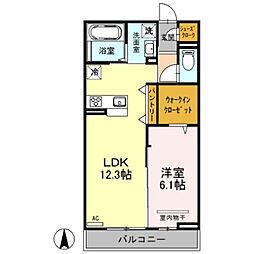 フレア・レジデンス 2階1LDKの間取り