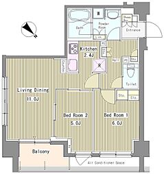 リベルテ月島 3階2LDKの間取り