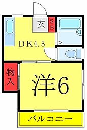 マンション白陽 3階1DKの間取り
