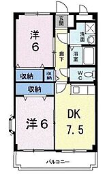 タウンサテライト 2DKの間取図画像