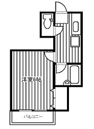 ドミール横田 1Kの間取図画像