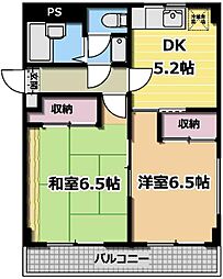 メゾンドユー 2DKの間取図画像
