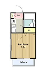 M・Iビル2 1Kの間取図画像