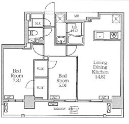 ジオエント白金台 8階2LDKの間取り
