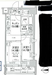 ティモーネグランデ田端ドゥーエ 2Kの間取図画像