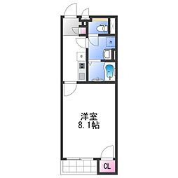 レオネクストひまわり 1Kの間取図画像