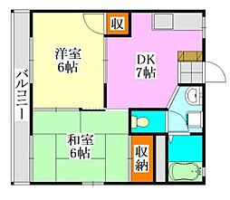 タウンコート七林 2DKの間取図画像