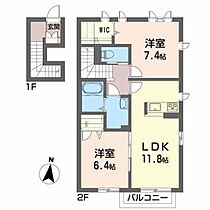 シャーメゾンオークパーク 205 ｜ 青森県八戸市大字長苗代字窪田1-1（賃貸アパート2LDK・2階・66.72㎡） その2