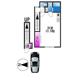 高井田本通アパート ワンルームの間取図画像