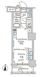 パークアクシス錦糸公園 3階1LDKの間取り