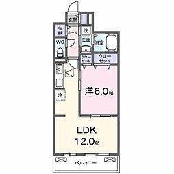 ベルヒルズノース 1LDKの間取図画像