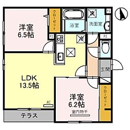 D-room立花 2LDKの間取図画像