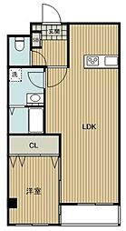 ヒルサイドコート 2階1LDKの間取り
