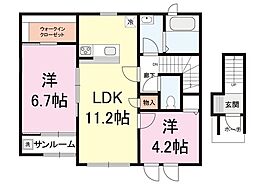 ルシエル2 2LDKの間取図画像