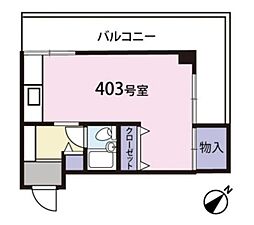 アパルトマンII 4階ワンルームの間取り