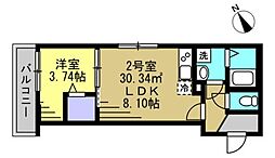 Ajour新松戸02 1LDKの間取図画像