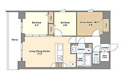 グランカーサ平井 9階2SLDKの間取り