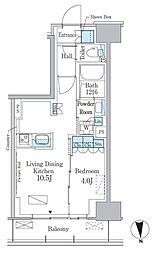 パークアクシス新宿百人町 3階1LDKの間取り