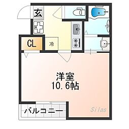 EN西ノ京二条 3階1Kの間取り
