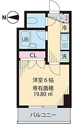 ベイステート安間 1Kの間取図画像