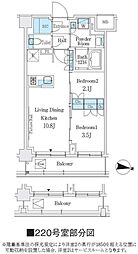 ジェイグランコート品川西大井ウエスト 2階2LDKの間取り