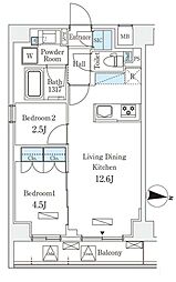 ラティエラ中野新井 2LDKの間取図画像