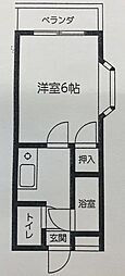 第2コーポユーカリ 1Kの間取図画像