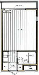 トップ新丸子第4 4階ワンルームの間取り