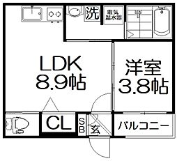 F asecia Mizar 1階1LDKの間取り