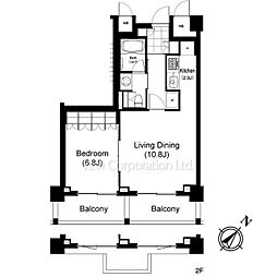 パークキューブ目黒タワー 1LDKの間取図画像