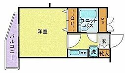 JR山手線 大崎駅 徒歩9分の賃貸マンション 2階1Kの間取り