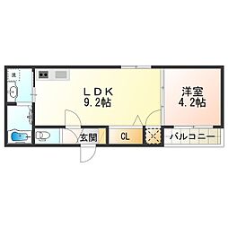グランディール御崎1 1LDKの間取図画像