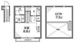 グランアセット千鳥町 2階1Kの間取り